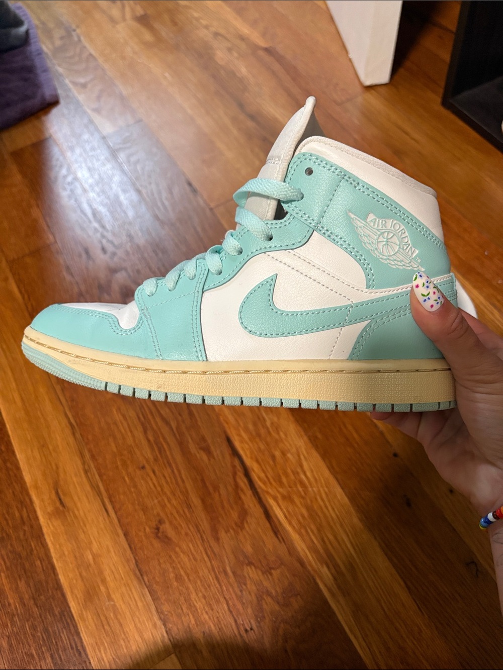 Jordan Women's High-Top Sneakers in Turquoise and White